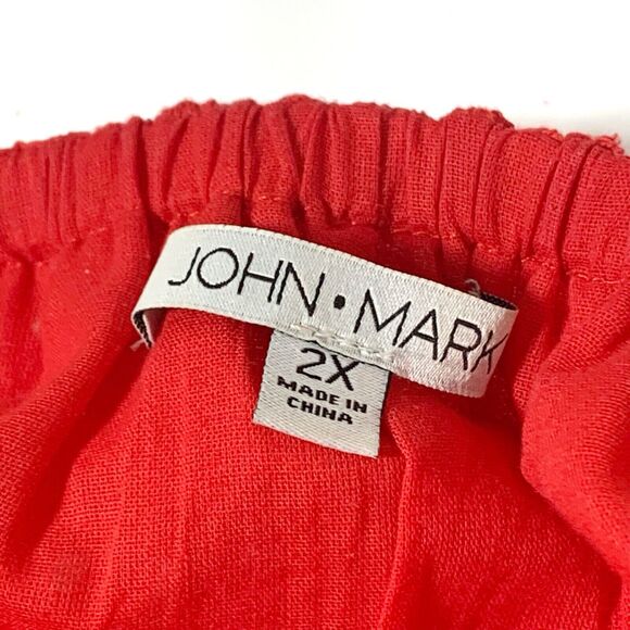 John Mark Red Eyelet Ruffle 3/4 Sleeve Plus Size 2X Blouse Women’s - Picture 5 of 7